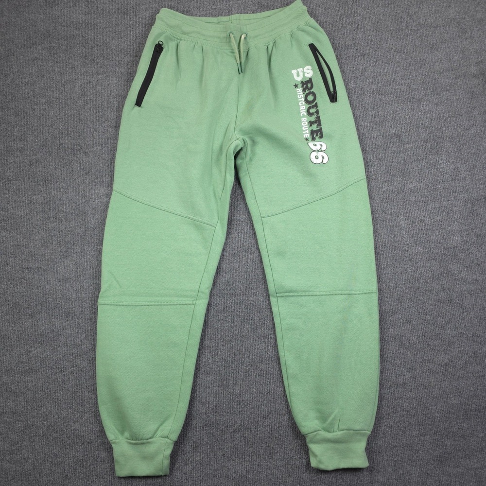 Route 66 Sweatpants Mens Large Jogger Mint Green Graphic Y2K Streetwear Gorpcore